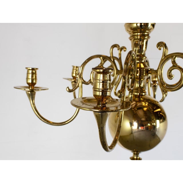 Dutch Brass Rembrandt Chandelier with Six Arms, 1940s For Sale - Image 3 of 8