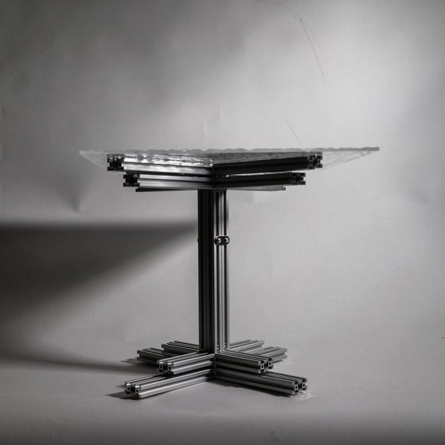 Contemporary Ice Aluminum and Acrylic Glass Side Table by Baka Studio For Sale - Image 3 of 12
