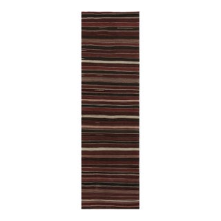 1950s Vintage Afghan Tribal Kilim With Red Black & White Stripes by Rug & Kilim - 2'11''x10' For Sale