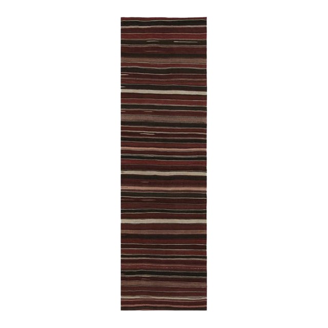 1950s Vintage Afghan Tribal Kilim With Red Black & White Stripes by Rug & Kilim - 2'11''x10' For Sale