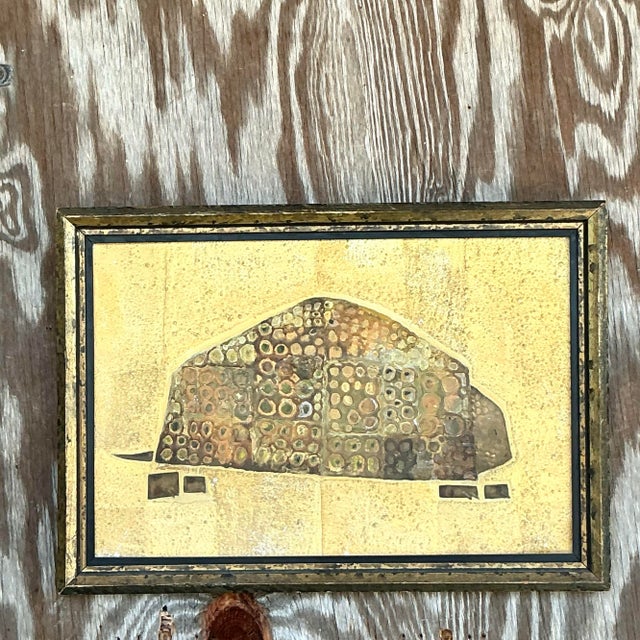Vintage Boho 1964 Original Mixed Media Armadillo For Sale - Image 4 of 6