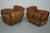 French Cognac Moustache Back Leather Club Chairs, 1940s, Set of 2 For Sale - Image 4 of 18