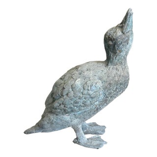 Antique Zinc Garden Duck Statue For Sale