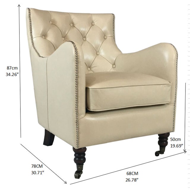 Jhs Wellington Antique Ivory Leather Chair For Sale - Image 9 of 10