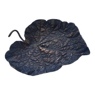 Fabulous Brass Vintage Ash Tray/Catral Heart Shaped Leaf Motif Embossed. For Sale