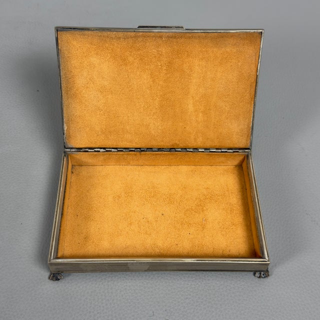 Brown 800 Silver Wooden Jewelry Box with Feet, 1982 For Sale - Image 8 of 12