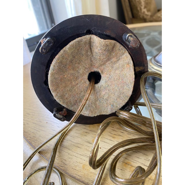 Glass 1990s Heirloom Heavy Casted Brass and Glass Hurricane Table Sconce Vintage - Pair For Sale - Image 7 of 10