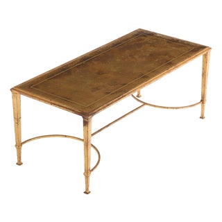 French Gilt Iron Coffee Table Attributed to Maison Ramsay, C. 1960 For Sale
