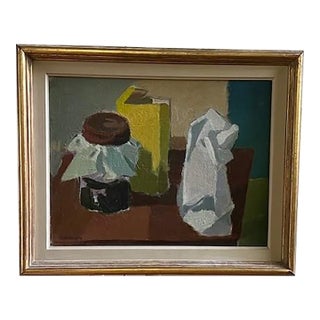 Vintage Swedish Oil Painting - Jam Jar by Ib Tollberg For Sale