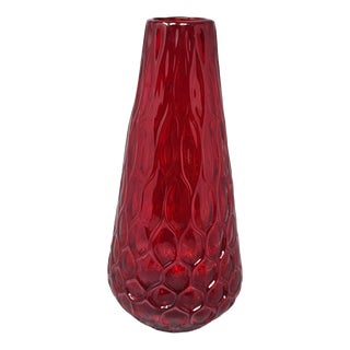 Mid-Century Modern Ruby Red Murano Glass Vase by Ca Dei Vetrai, 1960s For Sale