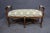 19th C Louis XV style bench , detailed carved walnut frame with gold painted accents , cross stretcher base , floral...