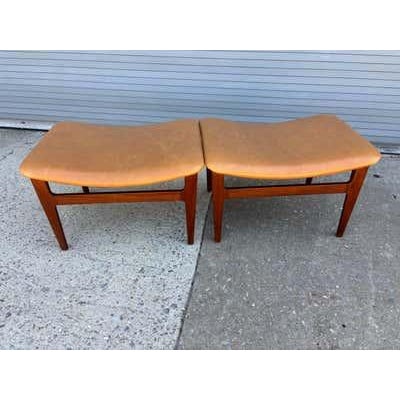 Mid 20th Century Foot Stools by Finn Juhl for France & Son in Teak and Leather For Sale - Image 11 of 12