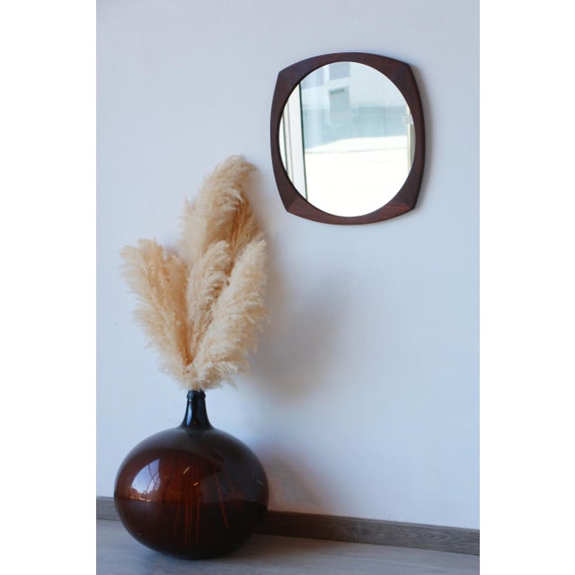 Vintage Scandinavian Round Mirror in Teak, 1960 For Sale - Image 10 of 11