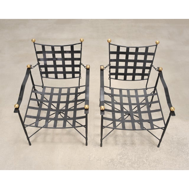 Pair of Mario Papperzini Amalfi Iron Lounge Chairs and Ottomans For Sale - Image 10 of 18