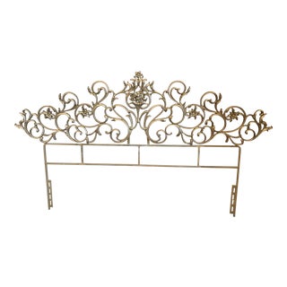 1950s Hollywood Regency Rococo Metal Headboard For Sale