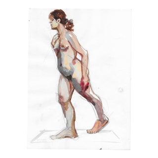 1970s John Reilly Standing Female Nude Watercolor For Sale