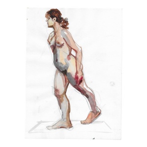1970s John Reilly Standing Female Nude Watercolor