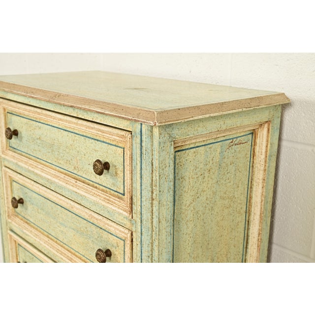 Italian Neoclassical Green and Cream Painted Lingerie Chest or Semainier For Sale - Image 9 of 16