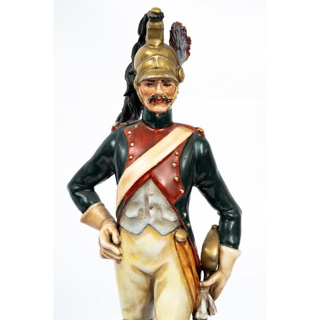 Ceramic Antique 20th Century Polychrome Capodimonte Porcelain Sculptures Depicting Napoleonic Soldiers, Naples, Set of 3 For Sale - Image 7 of 9