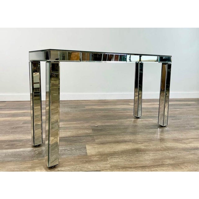 West Elm Parsons Mirrored Console Table With Two Drawers For Sale - Image 9 of 10
