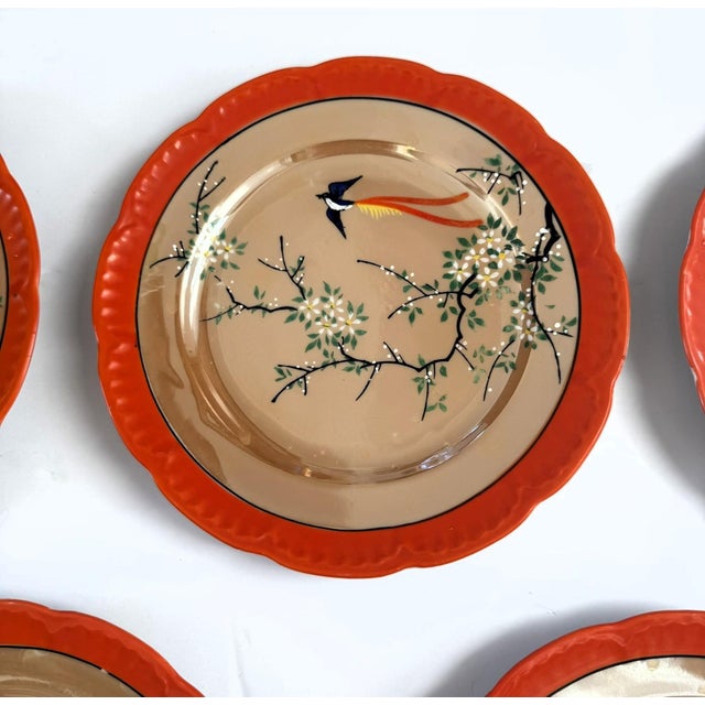 Japanese Mid 20th Century Gold Castle Chikusa Bird Lusterware Plates (Set of 5) For Sale - Image 3 of 7
