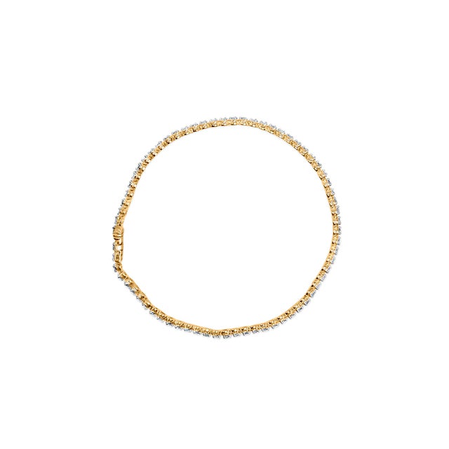 Haus of Brilliance 10K Yellow Gold Plated Sterling Silver 1.0 Cttw Round Diamond Tennis Bracelet For Sale - Image 4 of 5