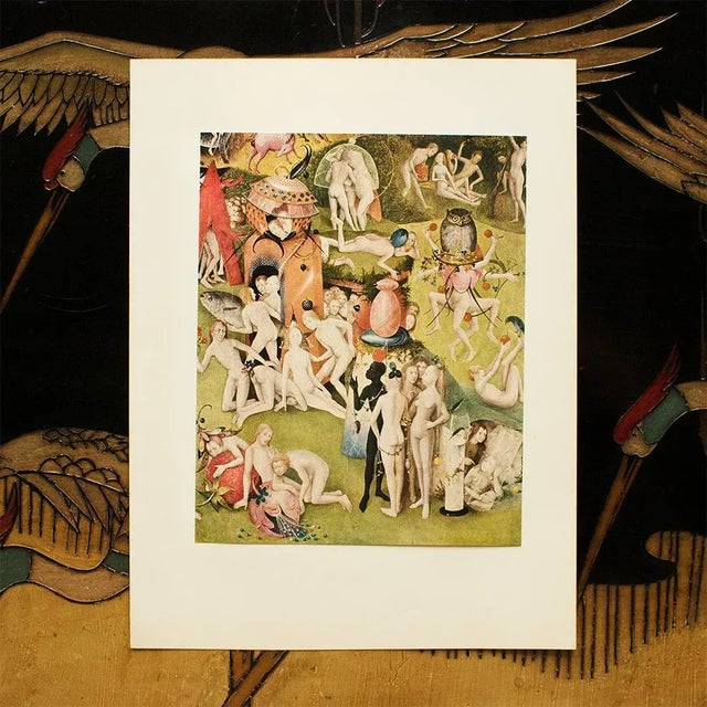 Renaissance 1955 After Bosch "The Garden of Worldly Delights" (Detail), Vintage Full-Color Print For Sale - Image 3 of 8