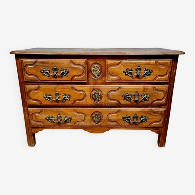 Louis XV Style Crossbow-Shaped Chest of Drawers in Cherry Wood, 1900s For Sale - Image 3 of 7