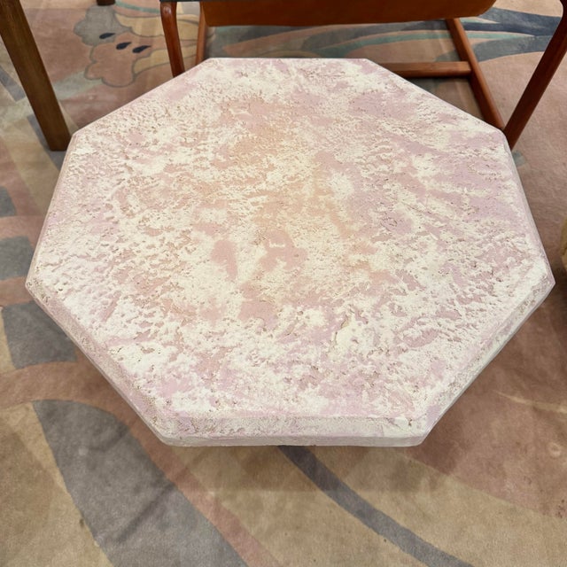 Vintage Set of 3 Pale Pink Octagonal Faux Stone Nesting Tables For Sale - Image 11 of 12