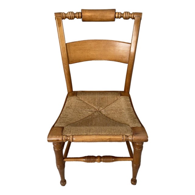 Mid 19th Century Hitchcock-Style Side Chair Rush Seat Boling Chair Company For Sale