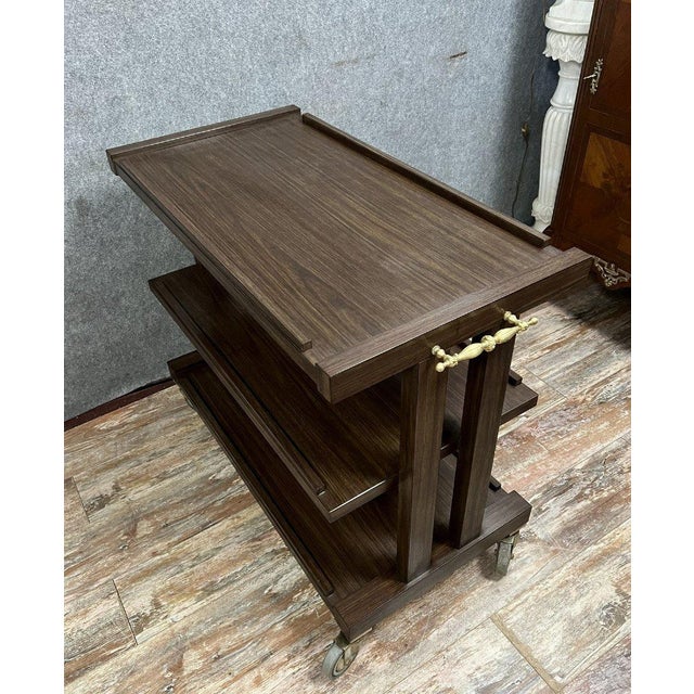 Wood Vintage Macassar Serving Trolley, 1970s For Sale - Image 7 of 8