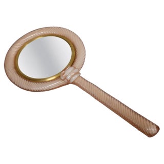 Hand Mirror in Twisted Glass by Venini, 1930s For Sale