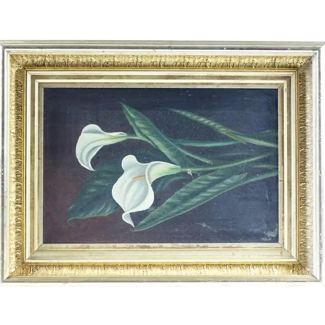 This stunning original oil painting on canvas features a delicate and elegant depiction of calla lilies, symbolizing...