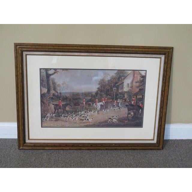 White Large "Hunt Scene" Decorative Framed & Matted Print For Sale - Image 8 of 8