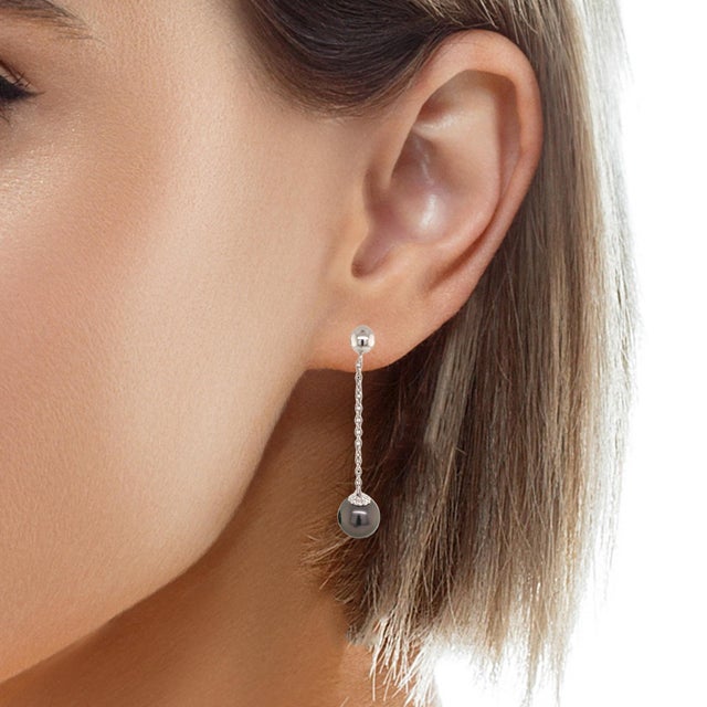 Tahitian Pearl Earrings 14k White Gold Certified For Sale - Image 12 of 15