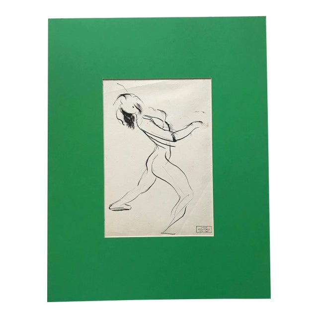 Mid 20th Century Pen & Ink Drawing by Zladislaw Cyankiewicz, Dancer II For Sale