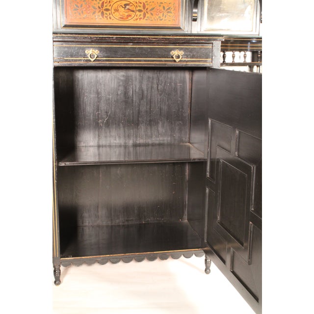 Aesthetic Movement Black Lacquer and Painted Cabinet For Sale - Image 13 of 15