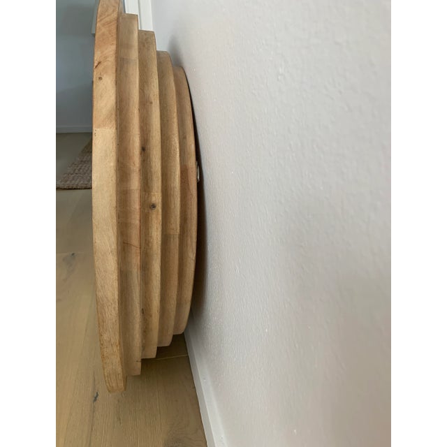 Vintage White Oak Circular Wall Mirror For Sale - Image 4 of 10