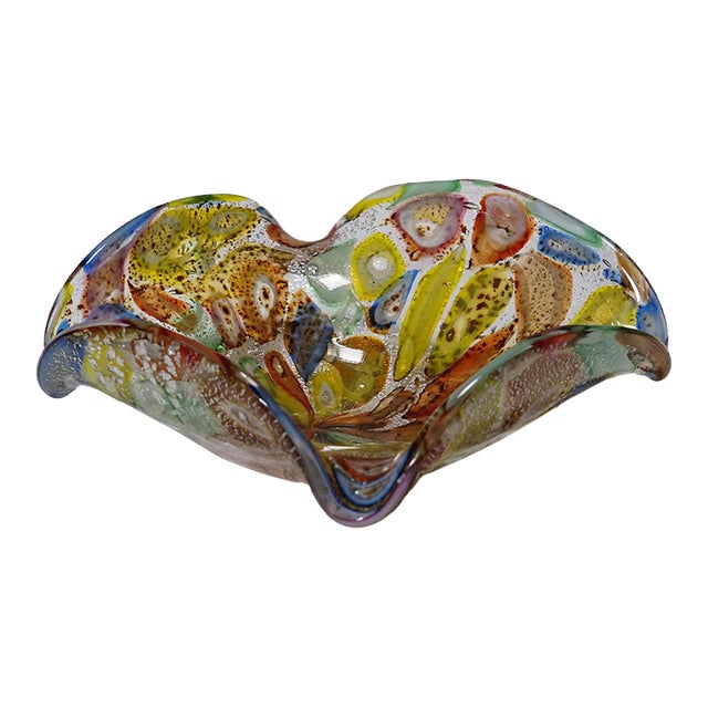 Vintage Murano Tutti Frutti Art Glass Bowl 1950s For Sale