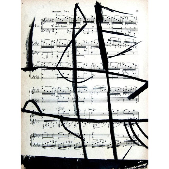 Mixed Media on Music Sheet. Hand signed overleaf. Passepartout included : 69 x 49 cm Very good conditions.