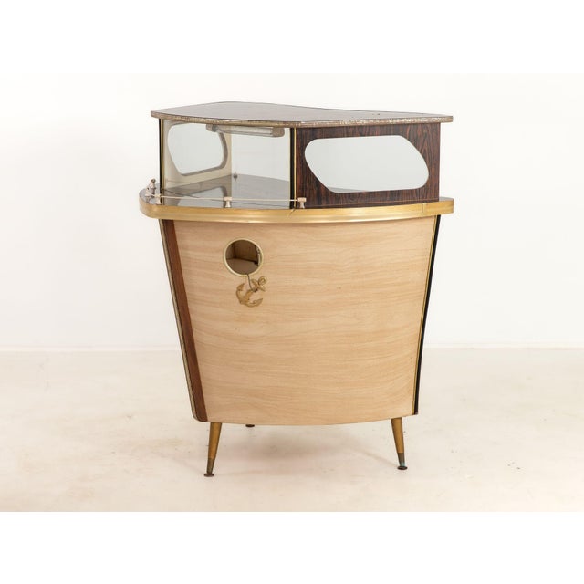Wood 1960s Cocktail Bar in the Shape of a Boat Bow, England 1960s For Sale - Image 7 of 18