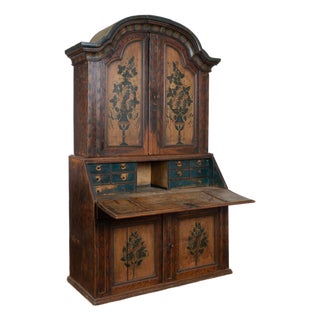19th Century Swedish Original Painted Secretary Bureau, Dated 1850 For Sale