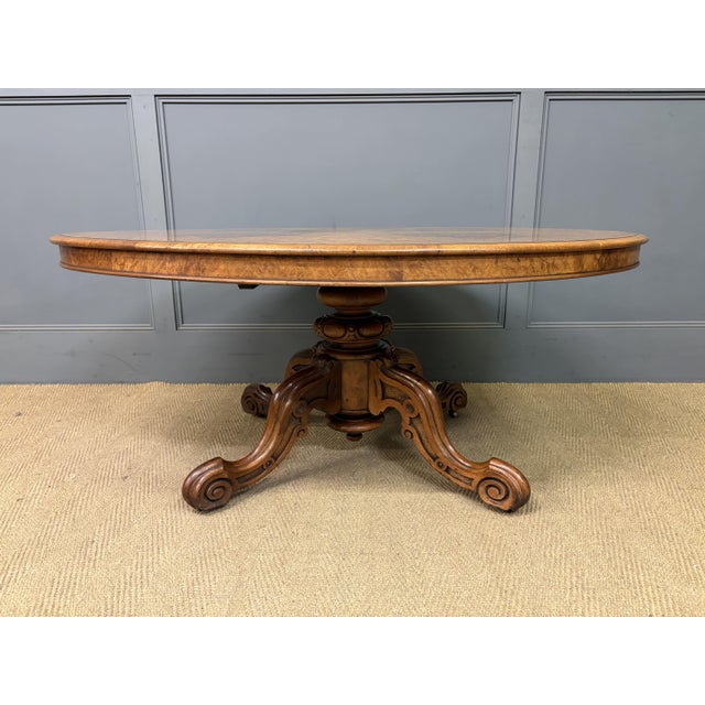 Brown Large Victorian Burr Walnut Coffee Table, 1875 For Sale - Image 8 of 15