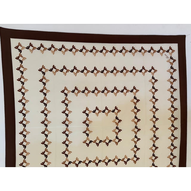 Franzi Silk Scarf Brown and White 1970s For Sale - Image 9 of 12