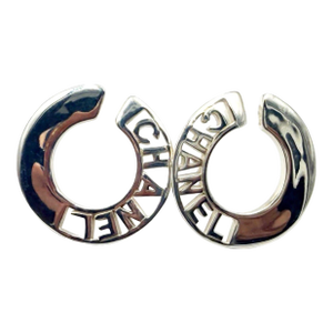 Chanel Fine Jewelry 925 Silver Letter C Clip on Earrings, A Pair