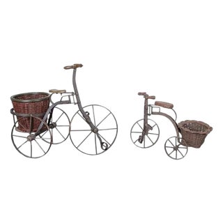 Vintage Iron Tricycle Sculptures - Set of 2 For Sale
