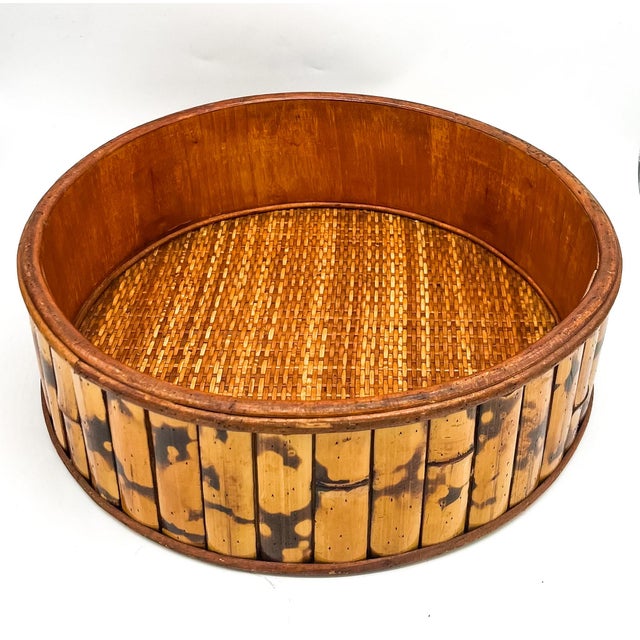 Vintage Burnt Bamboo Basket – Bohemian / Organic Modern / Tropical For Sale - Image 11 of 11