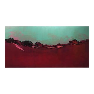 Geografia Del Color, Amanecer, Pink and Green Abstract Landscape, Oil Painting, 2016 For Sale