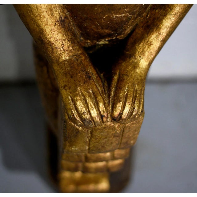 Sculpture Materials Vintage Carved Wooden Figurehead Gold Leaf Mermaid Bow of the Ship For Sale - Image 7 of 10