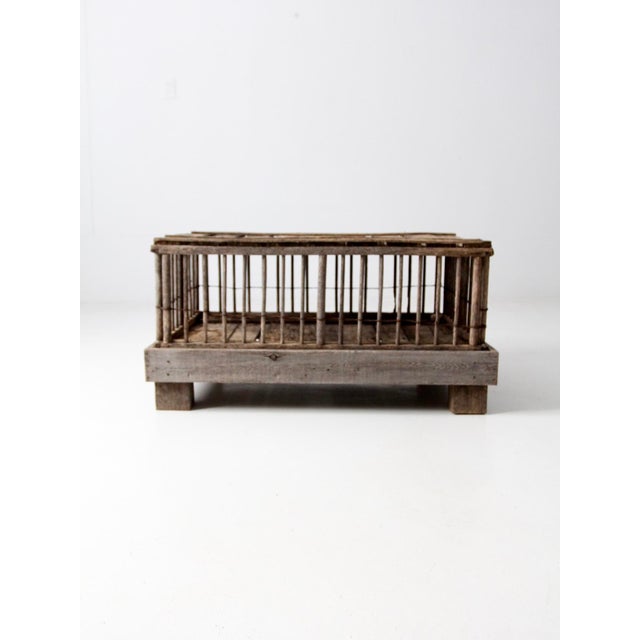 This vintage primitive farm crate is a perfect rustic farmhouse coffee or end table with storage. The slat wood tabletop...